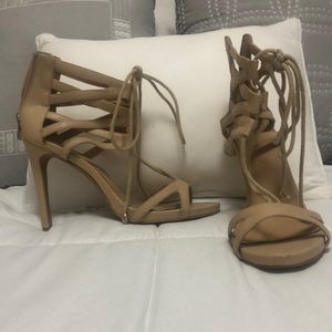 Tan strapped heels, size 8, Charlotte Russe